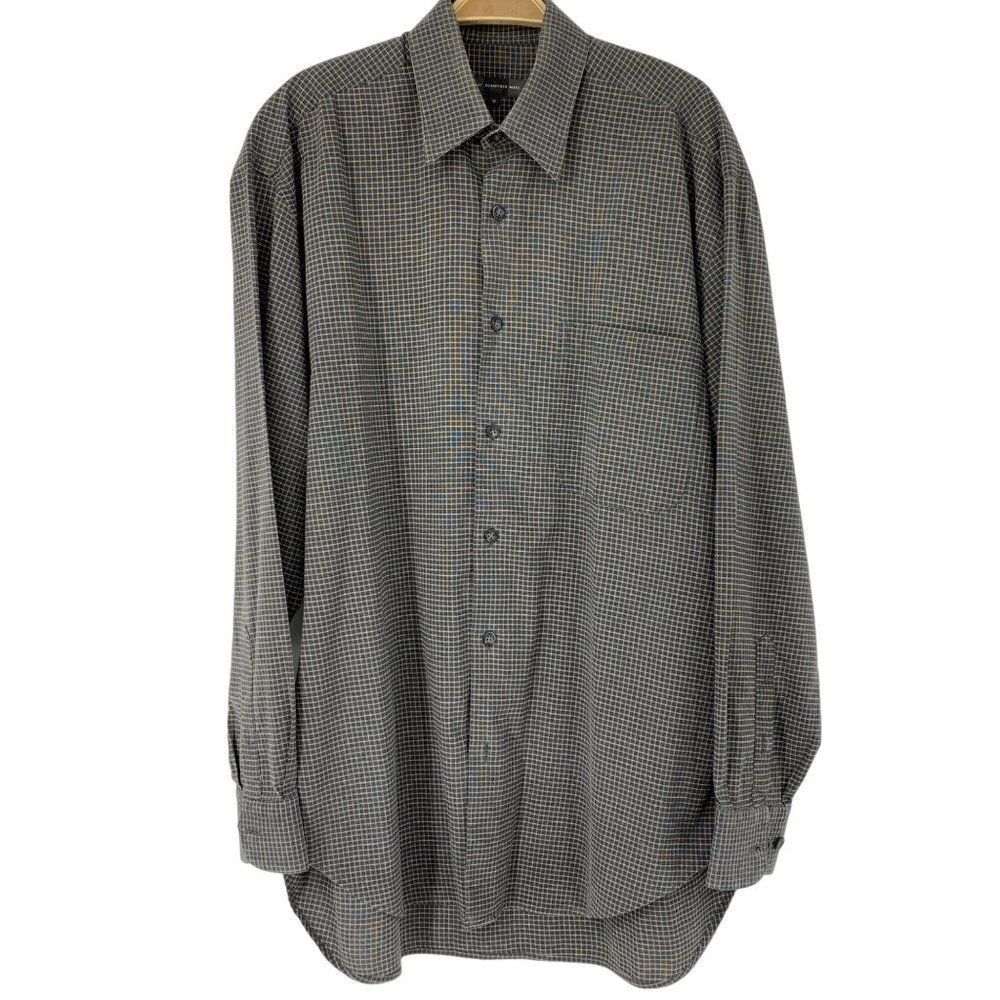 Mens Vintage Y2K Hart Schaffner Marx Shirt M Italy Plaid  Classic Oversize 3859